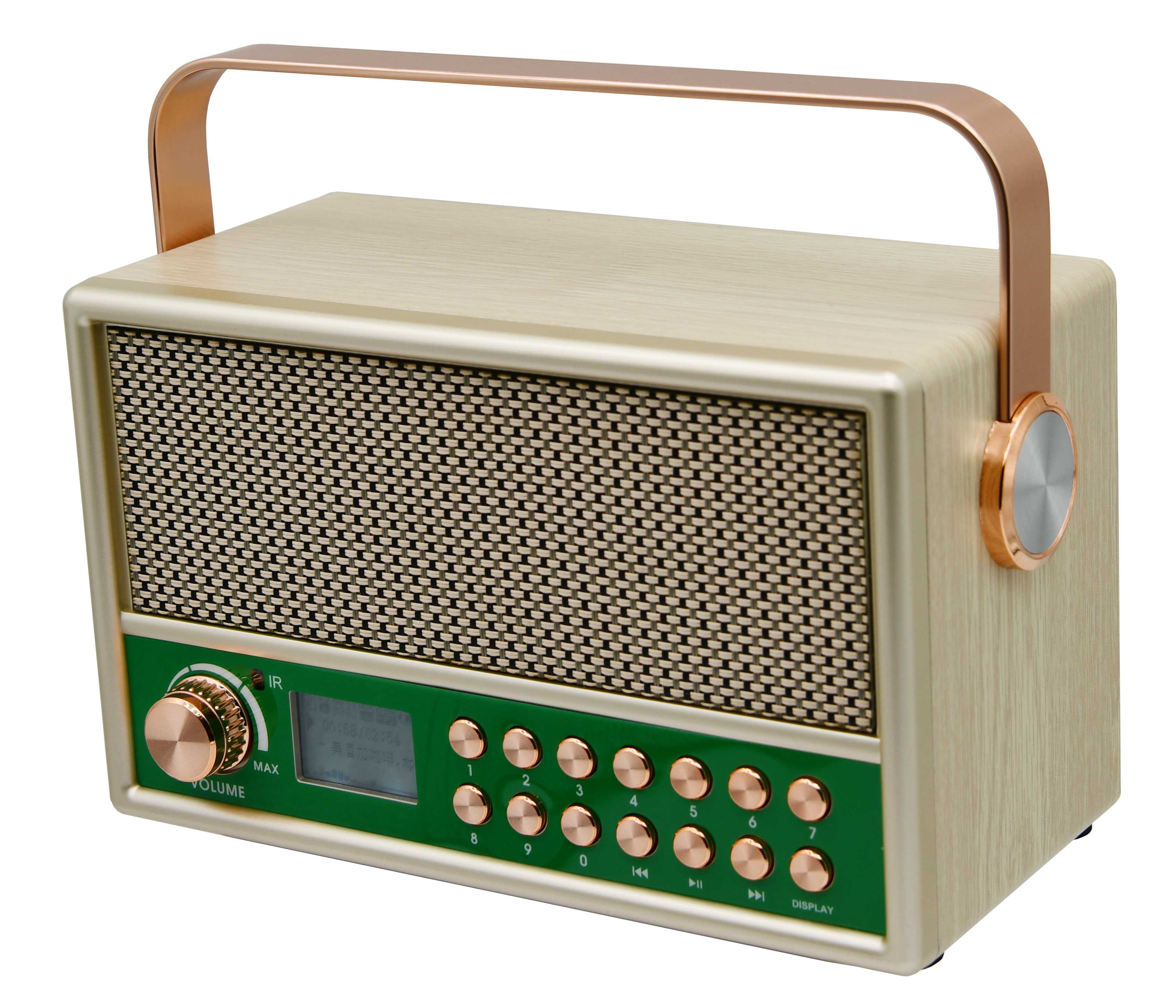 HS-2668 New Retro wooden speaker Fm radio rechargeable Led Display speaker