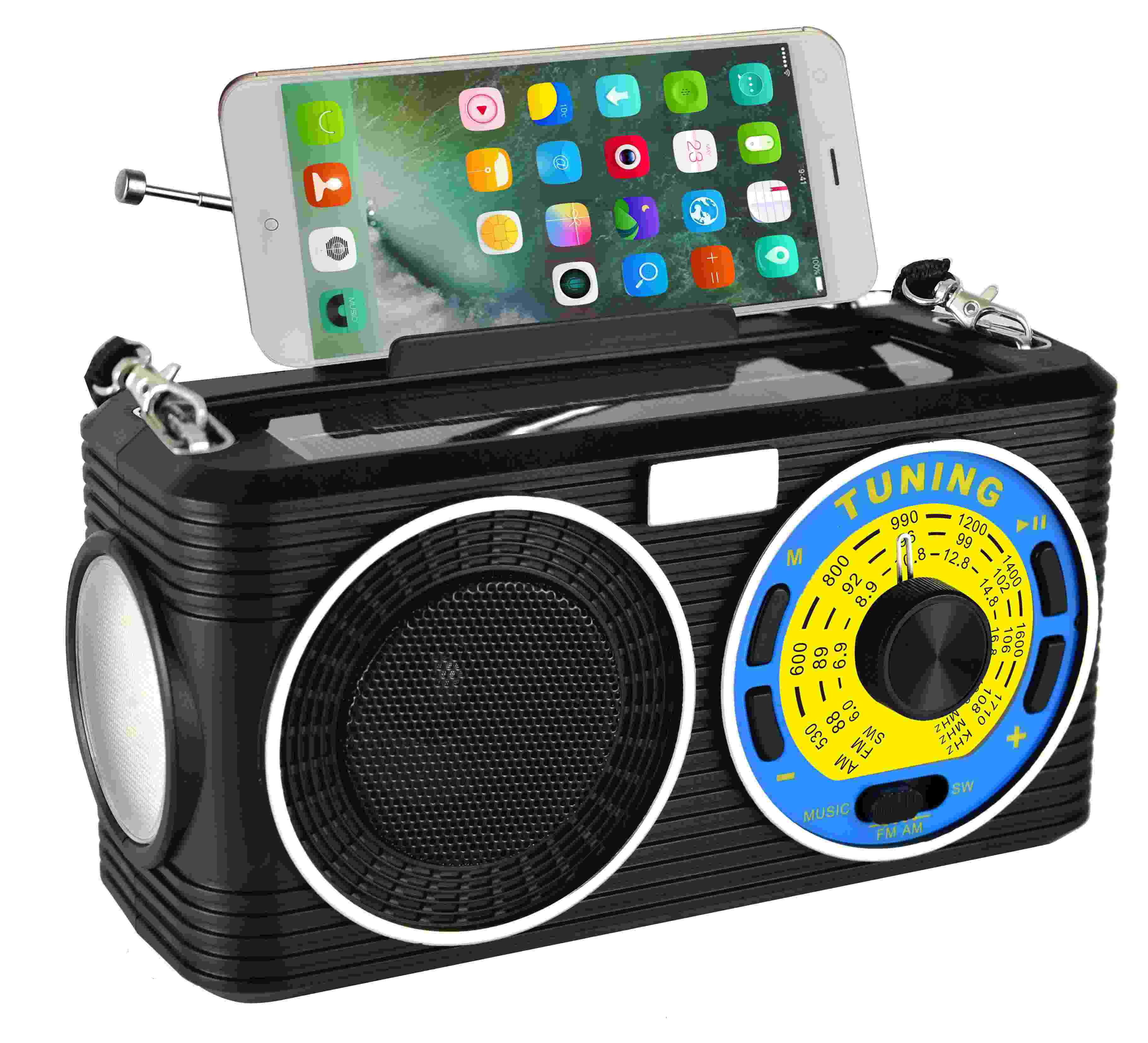 HS-2850  AM/FM/SW 3 band solar panel mobile phone holder radio with Led torch