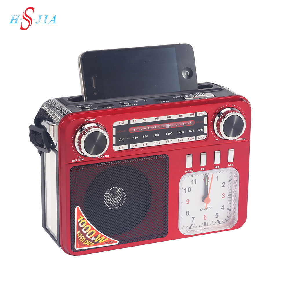 HS-2876 Hot sell China factory clock radio solar panel radio with led light