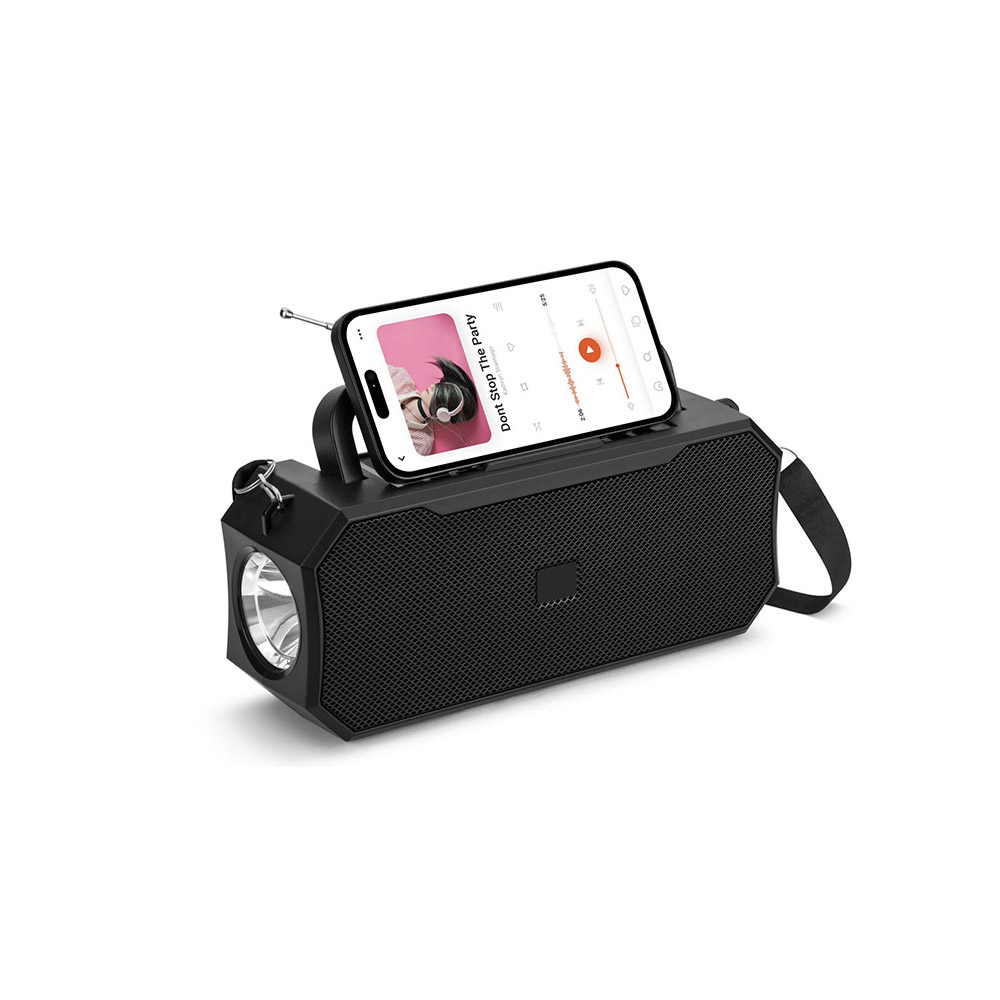 HS-3895 Top Seller led flashlight Music speaker solar panel stereo woofer speake