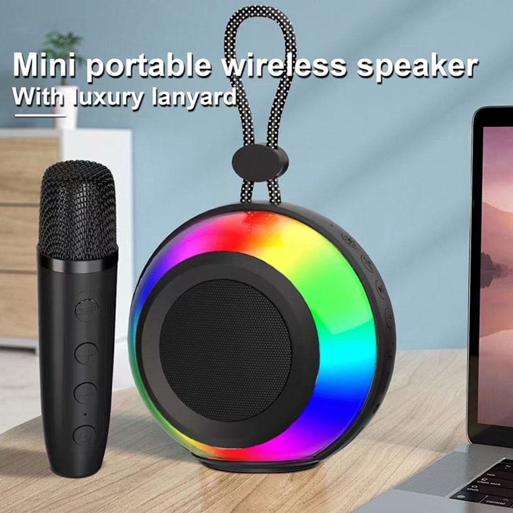 Rgb Night Light Outdoor Speaker with Wireless Microphone Karaoke Speaker Party