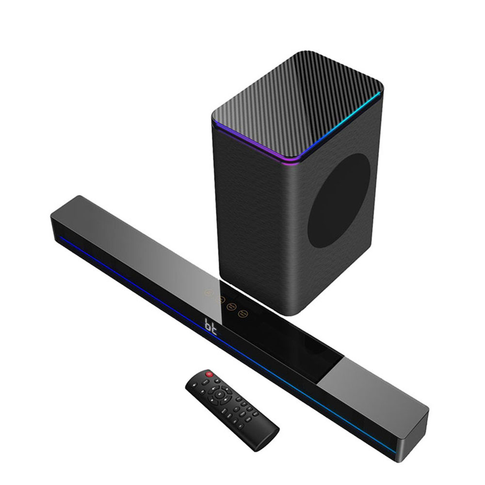 Powered subwoofer wireless soundbar speaker with remote control,Disco light