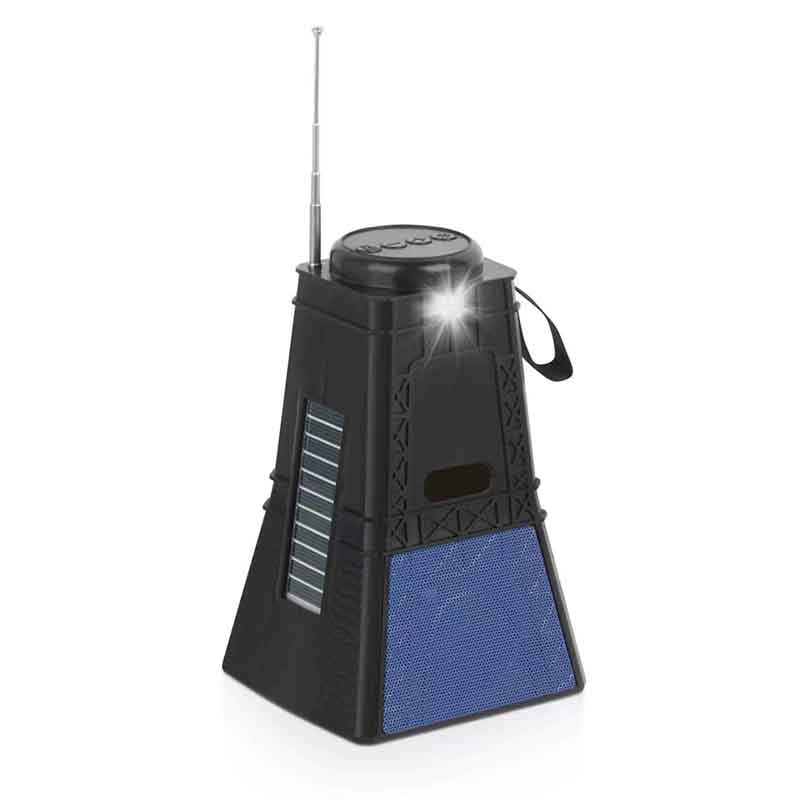 Rechargeable Portable Speaker with Fm Radio Solar Panel Charging Turriform