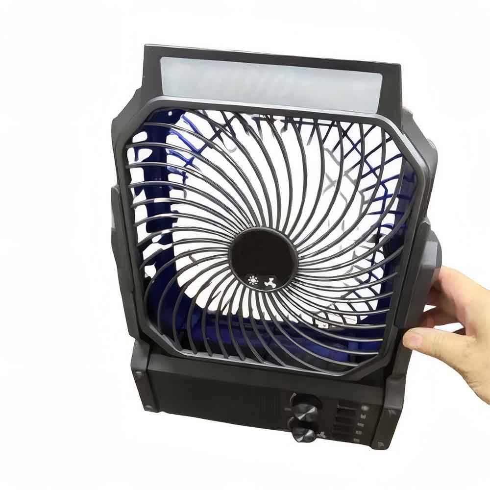 New Trends solar Fan rechargeable battery powered Fan with Led Lamp